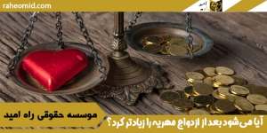 ﺟﺪﯾﺪ ﻧﻤﯽ‌ﺗﻮﺍﻧﺪ ﺑﻪ ﻋﻨﻮﺍﻥ ﻣﻬﺮﯾﻪ ﺍﺻﻠﯽ ﺗﻠﻘﯽ ﺷﻮﺩ ﺩﺭ ﻭﺍﻗﻊ ﺍﻓﺰﺍﯾﺶ مهریه ﺑﻌﺪﯼ ﯾﮏ ﺗﻌﻬﺪ ﺍﺳﺖ ﮐﻪ ﻋﻨﻮﺍﻥ ﻭ ﺍﻣﺘﯿﺎﺯﺍﺕ ﻣﻬﺮﯾﻪ ﺭﺍ ﻧﺪﺍﺭﺩ. برخی از وکلا نیز اعتقاد دارند ضمانت‌های اجرایی و حقوق مهریه غیرقابل افزایش است و پس از عقد نکاح، زوجین می‌توانند توافق